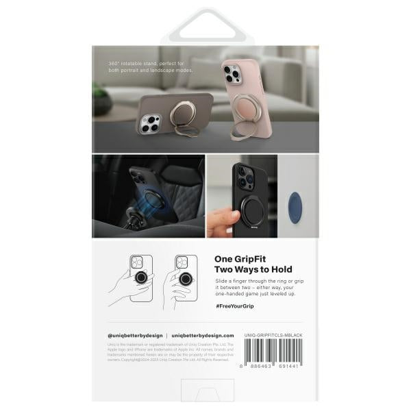 Uniq Gripfit 360 Magnetisk Mount&Kickstand Magnetisk Holder sort/midnat sort