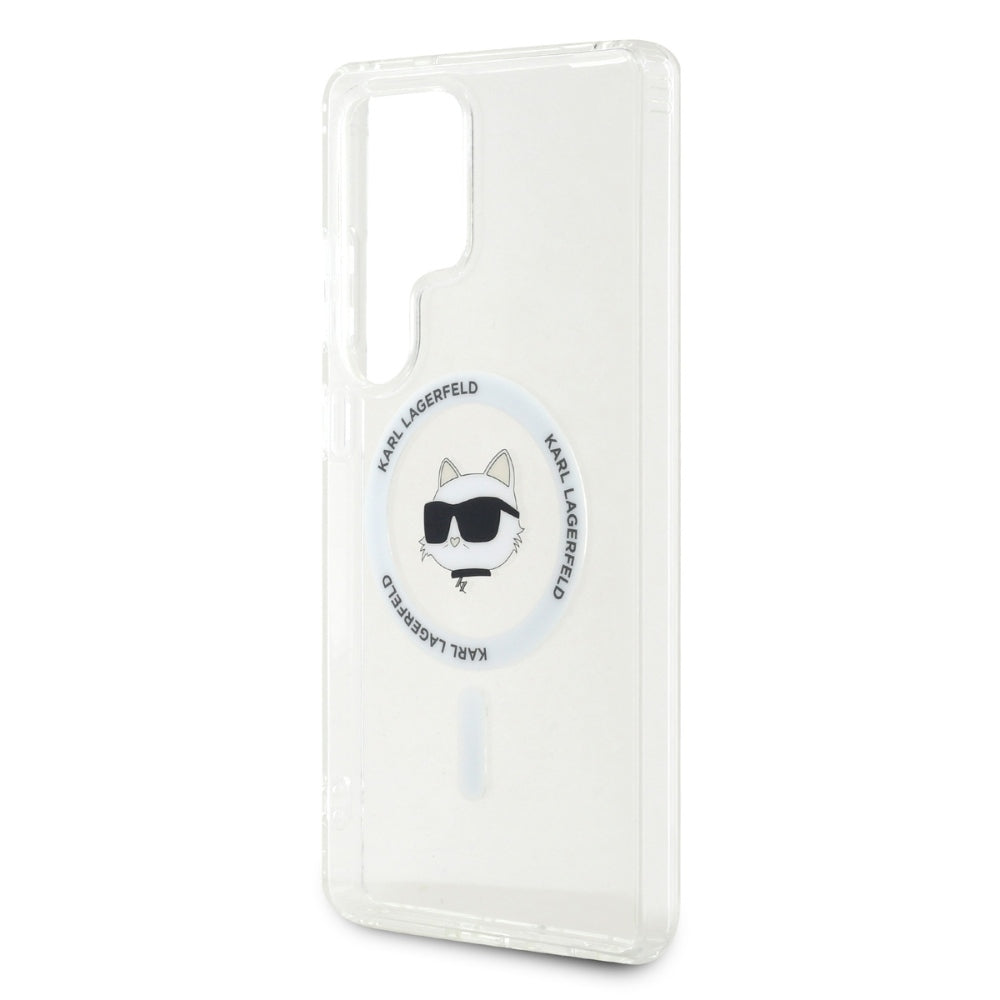 Case Karl Lagerfeld Button Choupette Head Printed Logo MagSafe Samsung Galaxy S25 Ultra hvid
