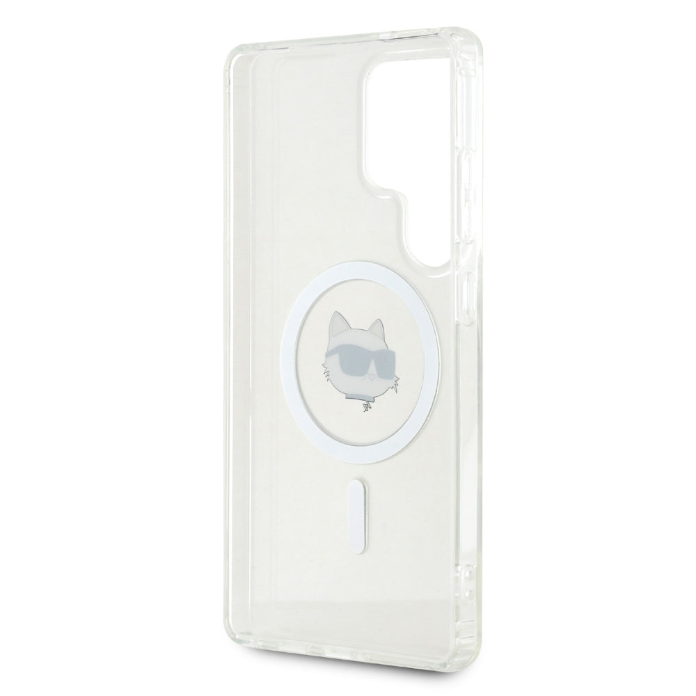 Case Karl Lagerfeld Button Choupette Head Printed Logo MagSafe Samsung Galaxy S25 Ultra hvid