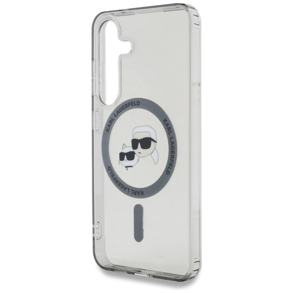 Karl Lagerfeld Button Karl & Choupette Heads Printed Logo MagSafe Samsung Galaxy S25 case black