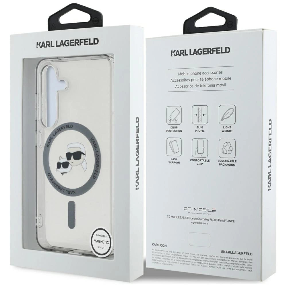 Karl Lagerfeld Button Karl & Choupette Heads Printed Logo MagSafe Samsung Galaxy S25 case black
