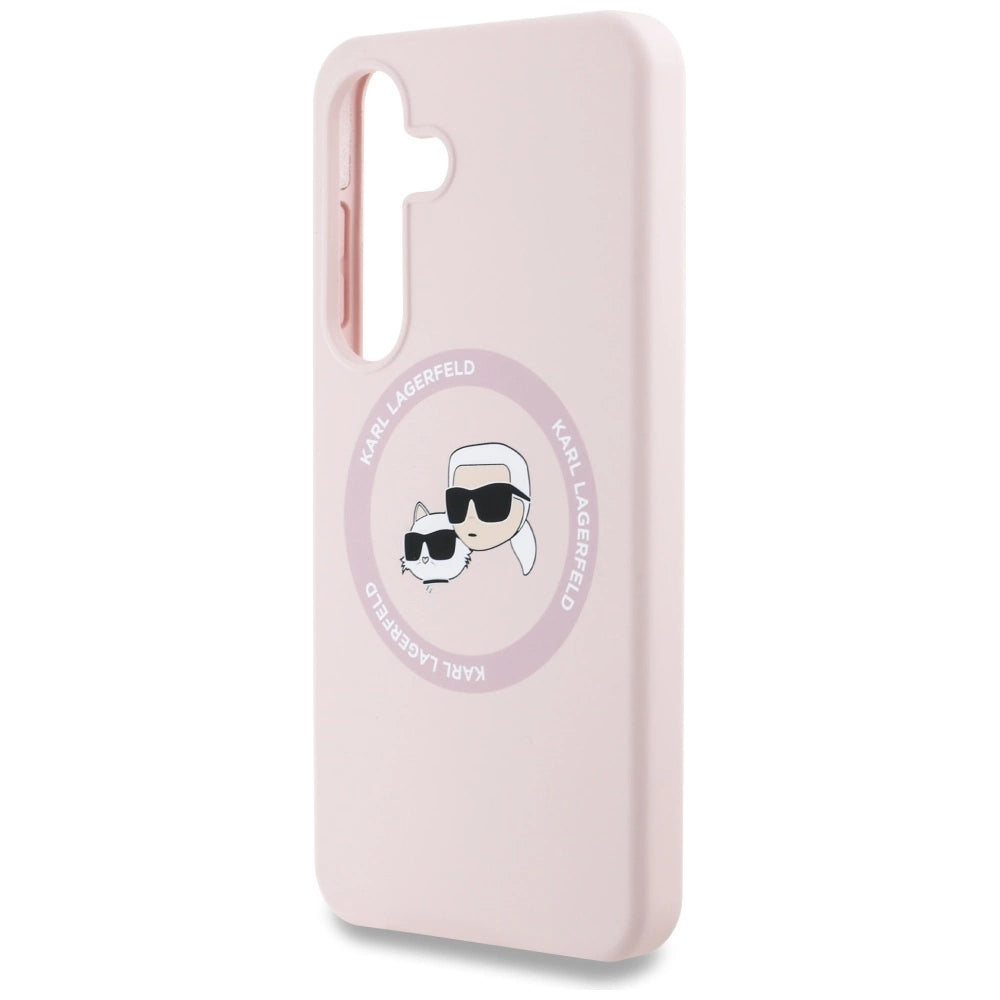Karl Lagerfeld Silicone Double Heads And Circle MagSafe Samsung Galaxy S25 Plus Case Pink