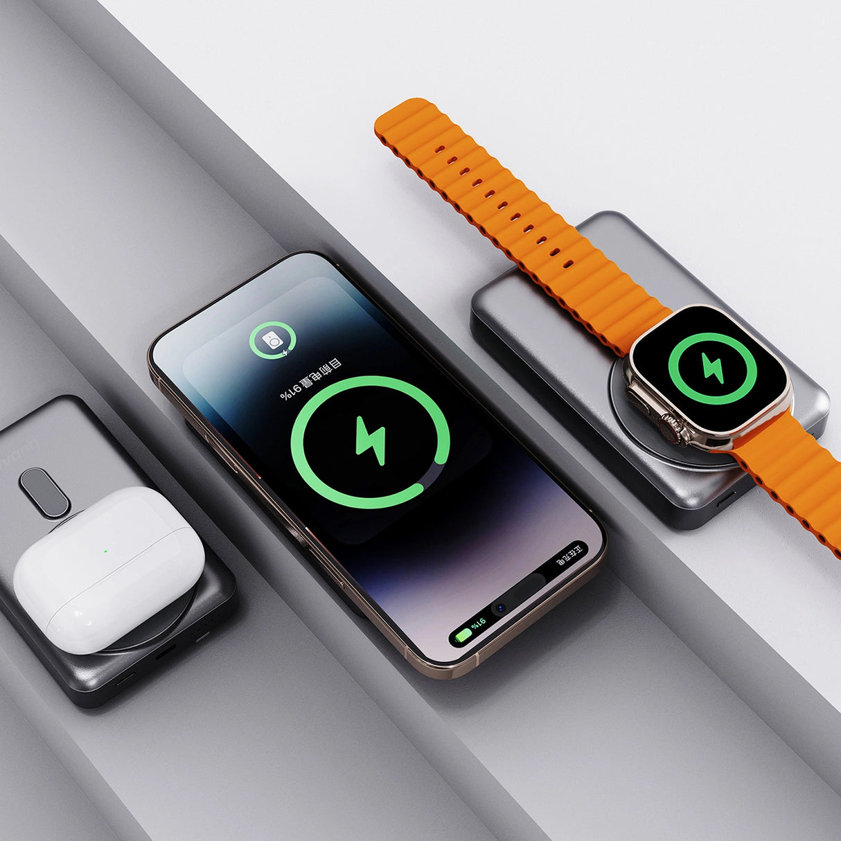 Dudao K29 10000mAh PD 20W MagSafe Powerbank med Metal Case, Stand og Indbygget USB-C / Lightning Kabler - Silver