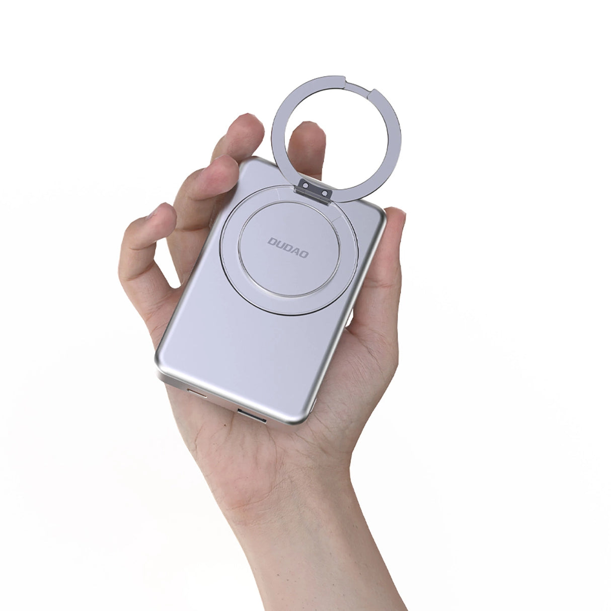 Dudao K28 10000mAh PD 22.5W MagSafe Powerbank med metalkasse og ringstand - Silver