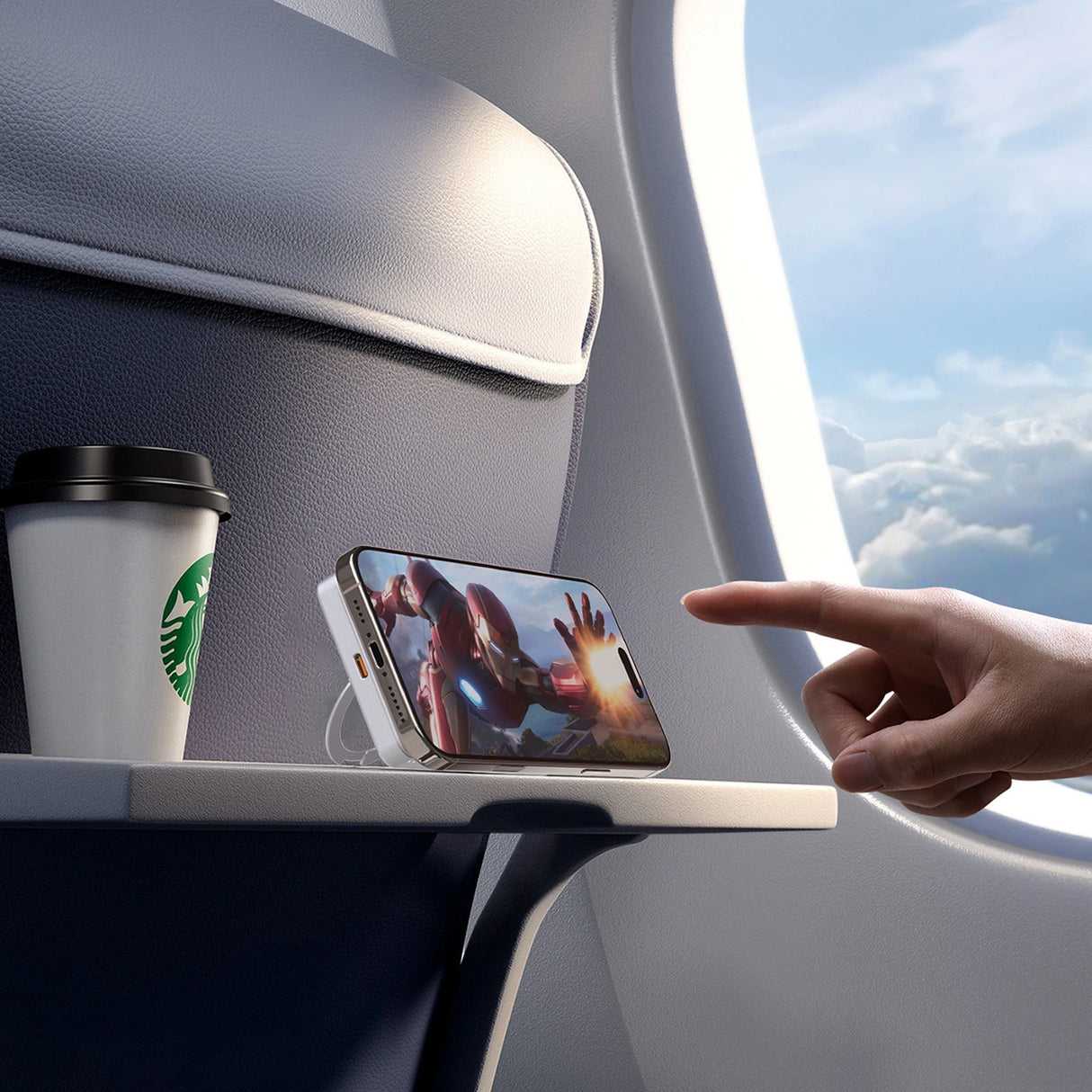 Dudao K28 10000mAh PD 22.5W MagSafe Powerbank med metalkasse og ringstand - Grå