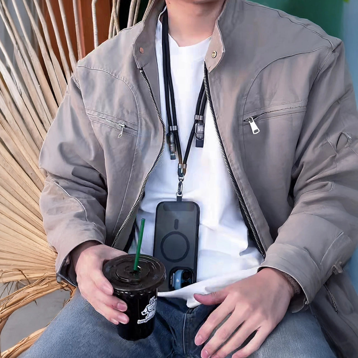 Dudao L20MAX 4in1 Kabel / Lanyard USB-A / USB-C / Lightning PD QC 65W 1,5m - sort