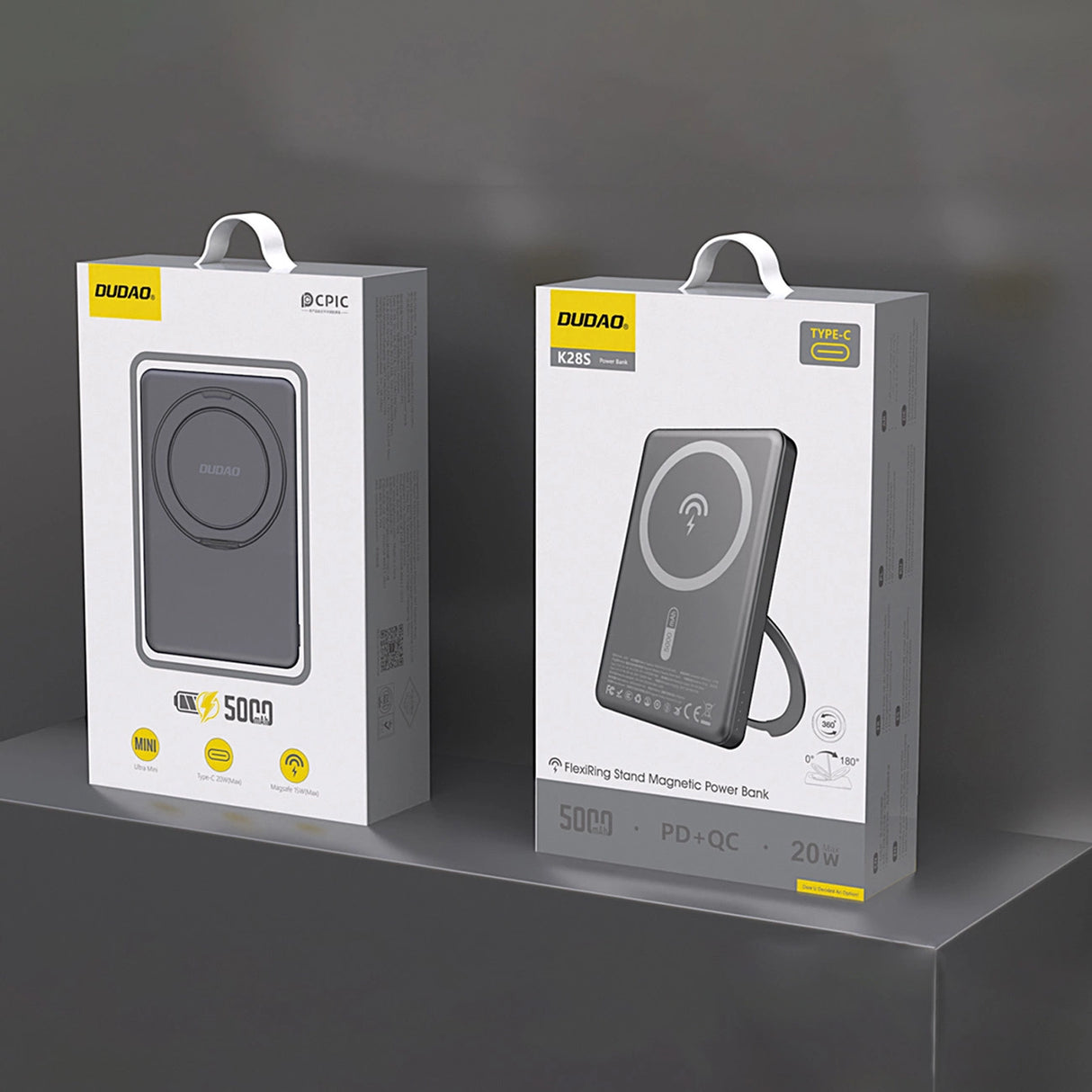 Dudao K28S 20W PD 5000mAh Powerbank med MagSafe og Stand - Grå