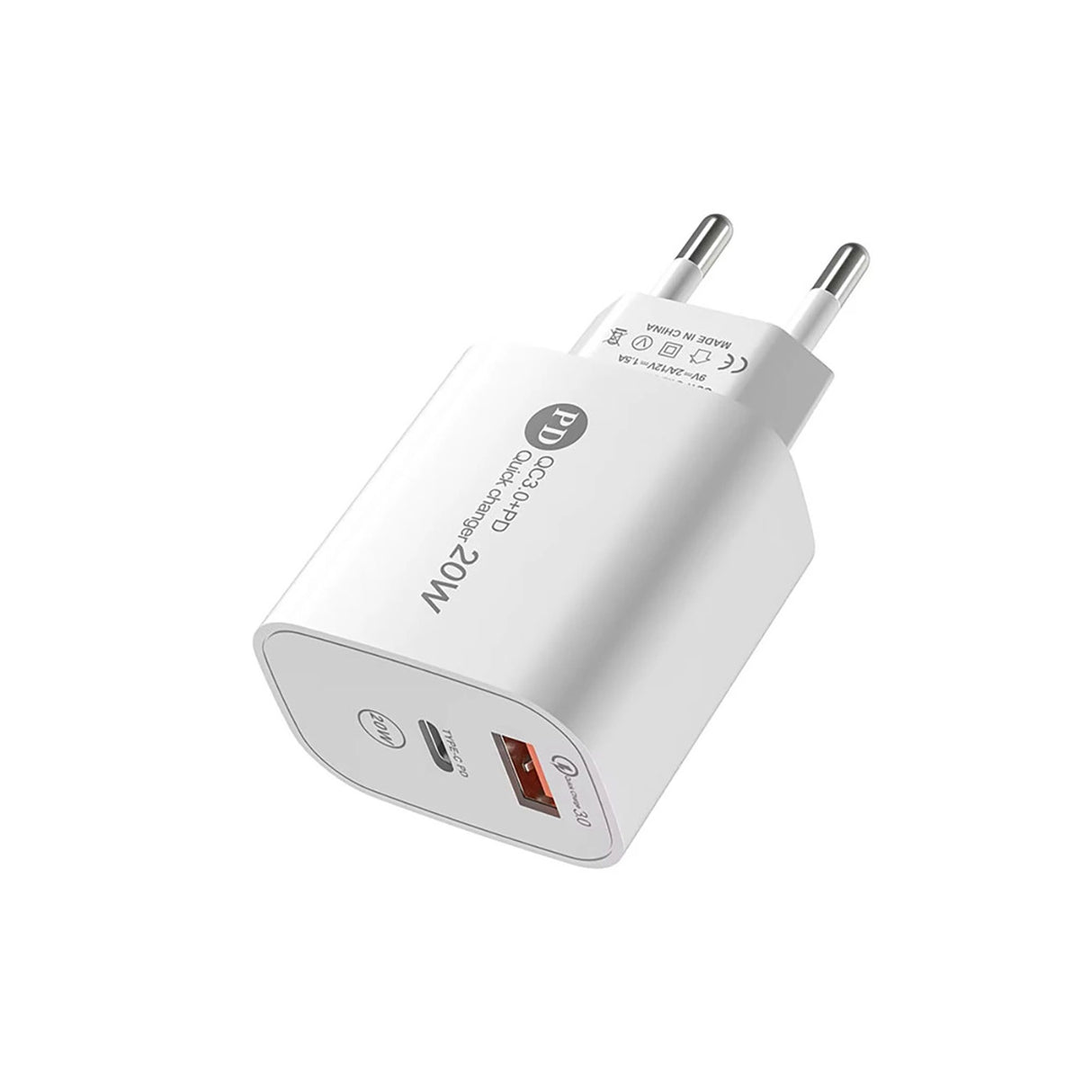 A6MaxL 20W USB-A USB-C vægoplader med USB-C - USB-C 1m kabel - hvid