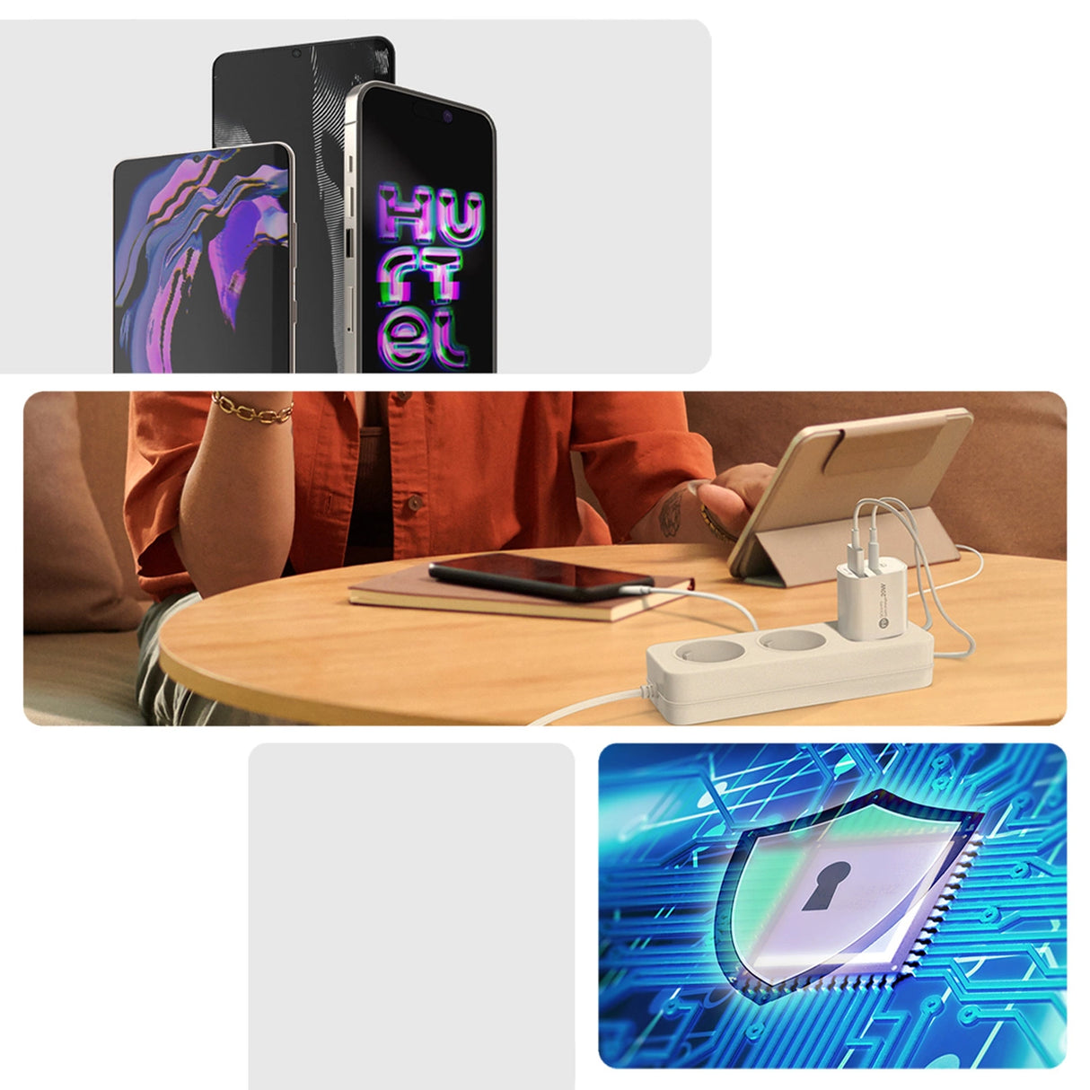 A6MaxL 20W USB-A USB-C vægoplader med USB-C - USB-C 1m kabel - hvid