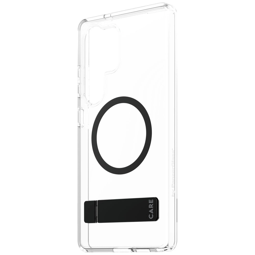 CARE af PanzerGlass Feature Black Kickstand & QI Case til Samsung Galaxy S25 Ultra - Transparent