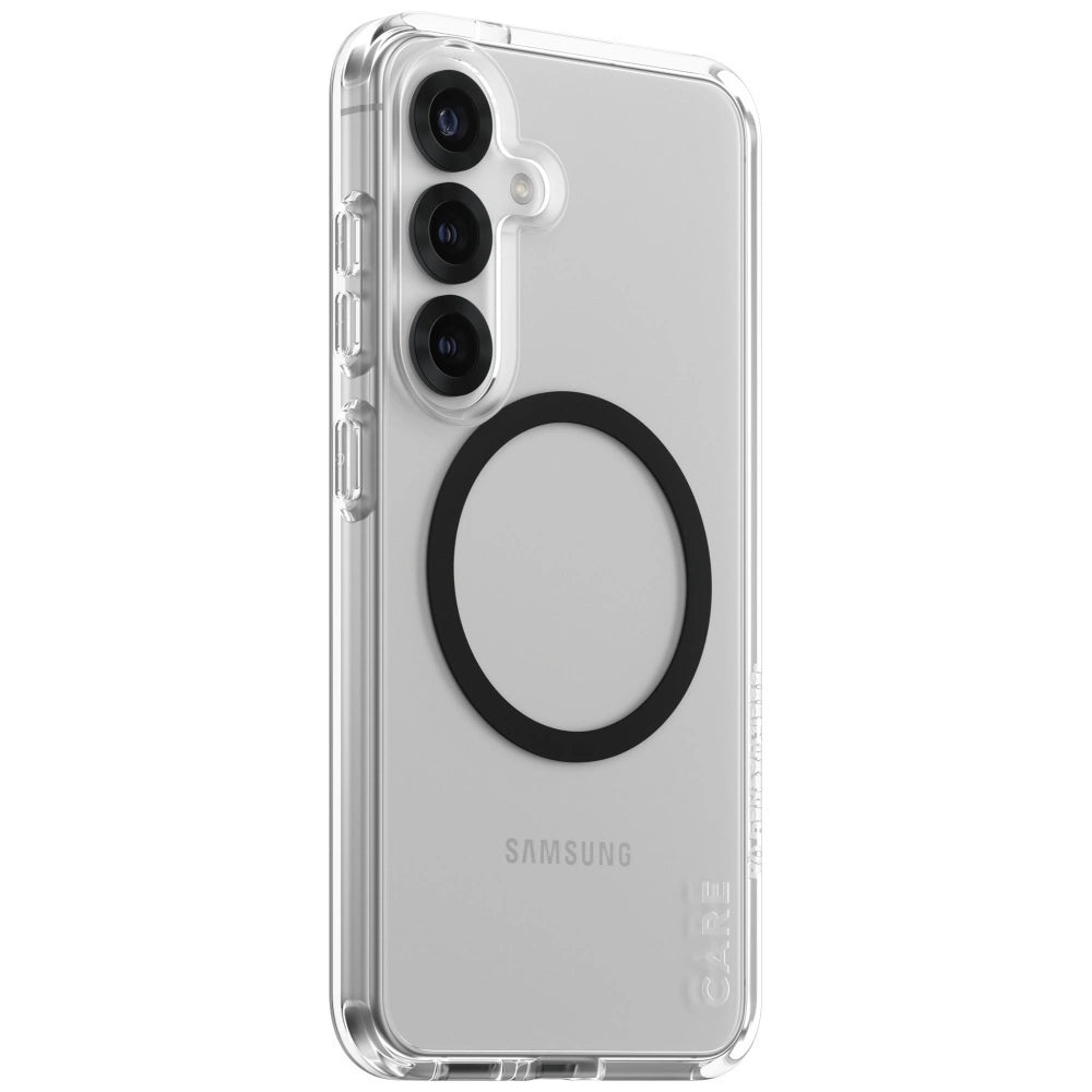 CARE af PanzerGlass Flagship Urban Combat Black QI Case til Samsung Galaxy S25 - Transparent