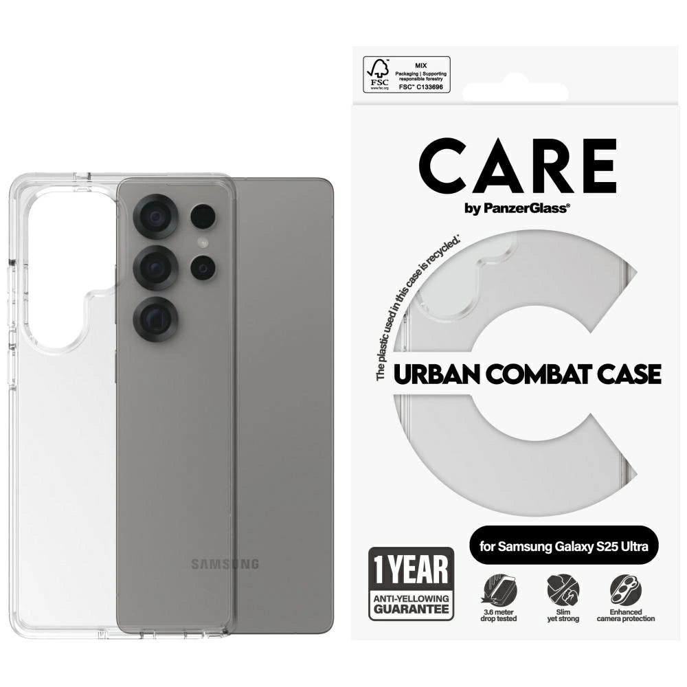CARE af PanzerGlass Flagship Urban Combat Case til Samsung Galaxy S25 Ultra - Clear