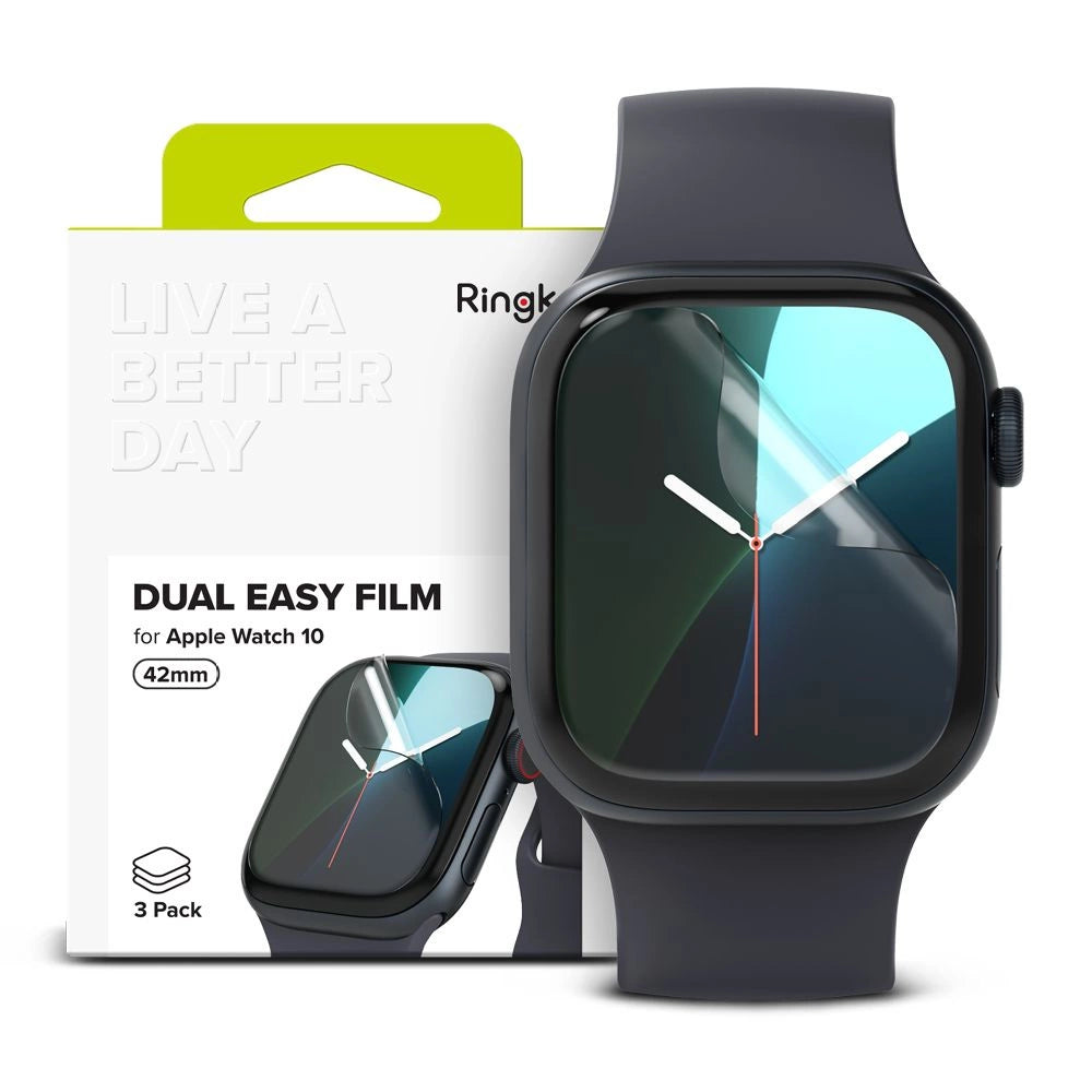 Ringke Dual Easy 3-pack beskyttende folie til Apple Watch 10 42 mm