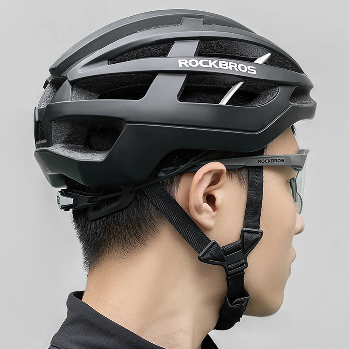 Rockbros polariserede cykelbriller med UV-beskyttelse og korrigerende indlæg - grå