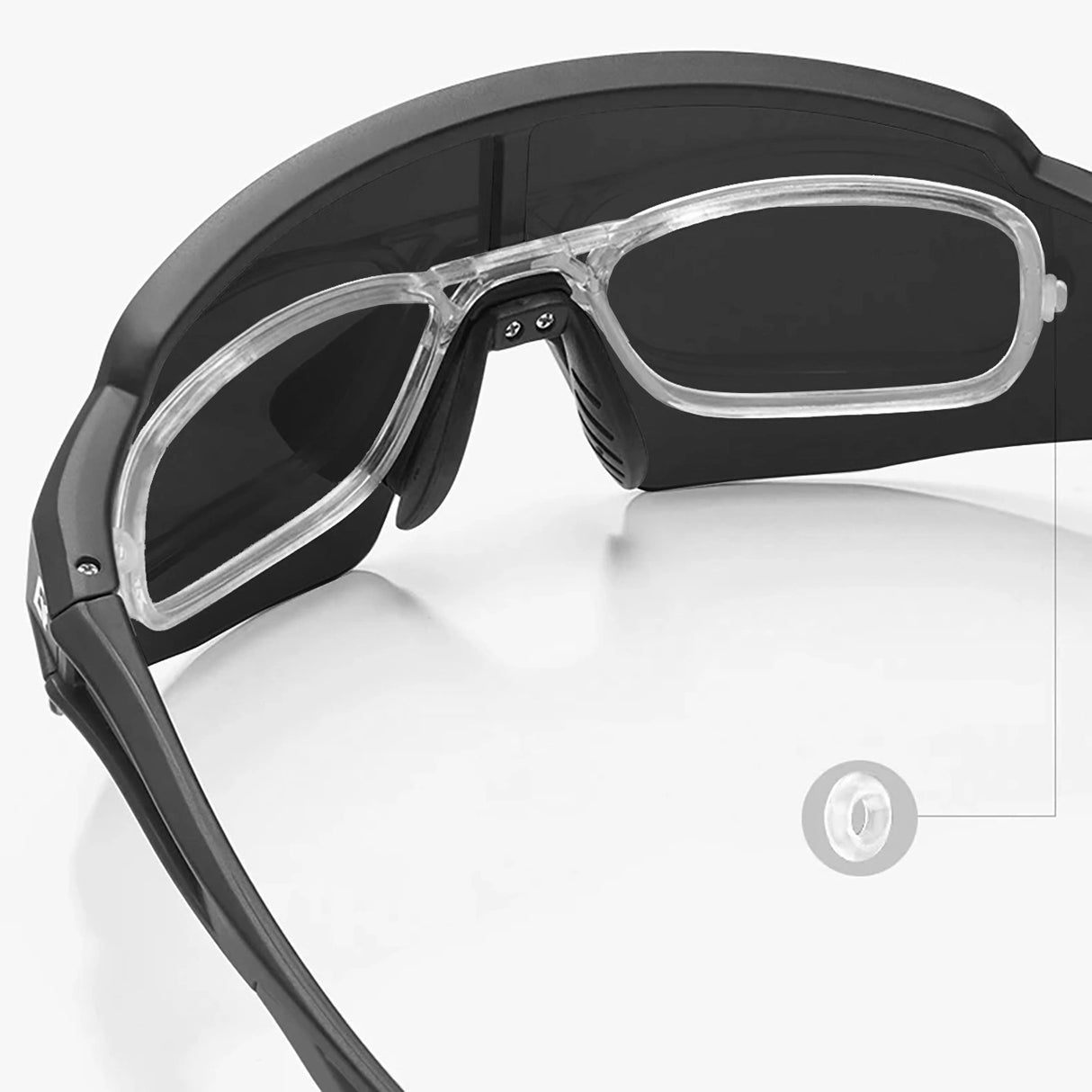 Rockbros Polariserede cykelbriller med UV-beskyttelse og korrigerende indlæg 14120008006 Grå linser - sort