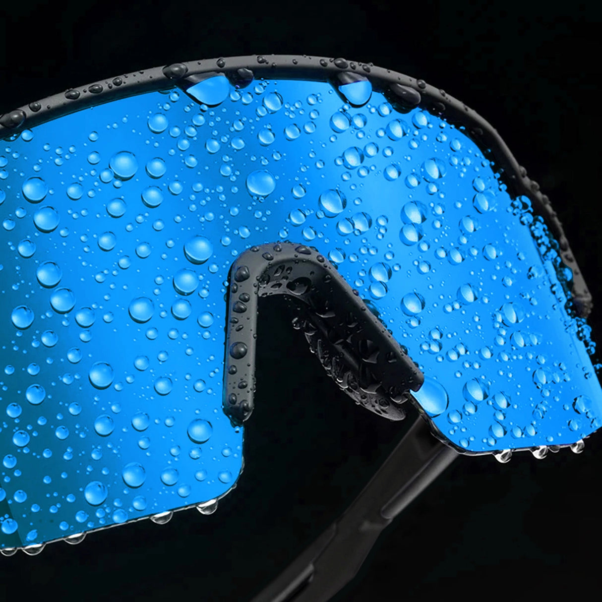 Rockbros polariserede cykelbriller med UV-beskyttelse og korrigerende indsæt blå linser - sort