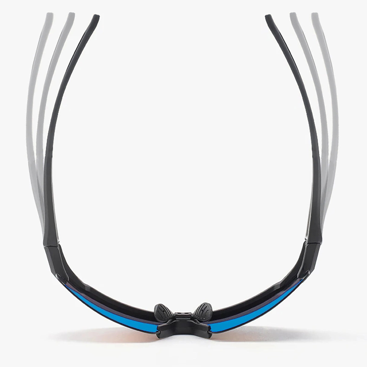 Rockbros polariserede cykelbriller med UV-beskyttelse og korrigerende indsæt blå linser - sort