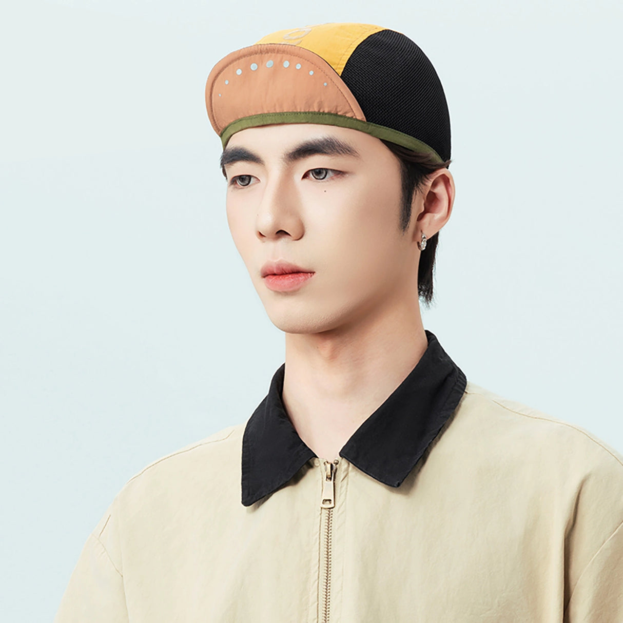 Rockbros cykelhatte med visir, hjelmomslag - gul