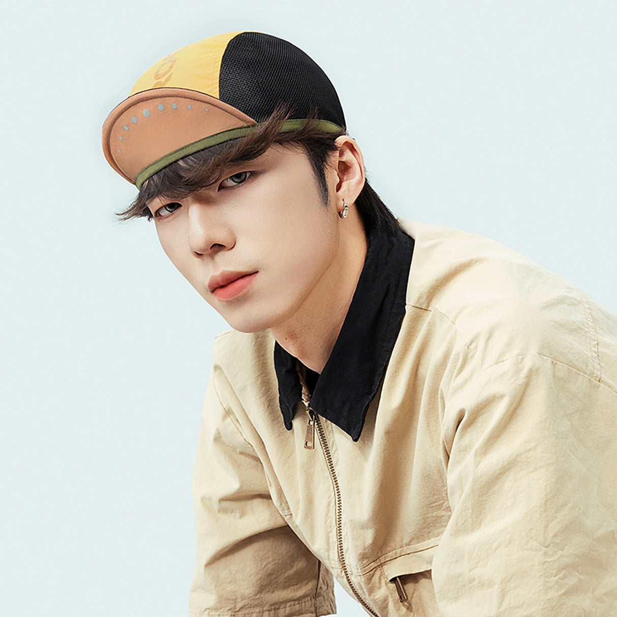 Rockbros cykelhatte med visir, hjelmomslag - gul