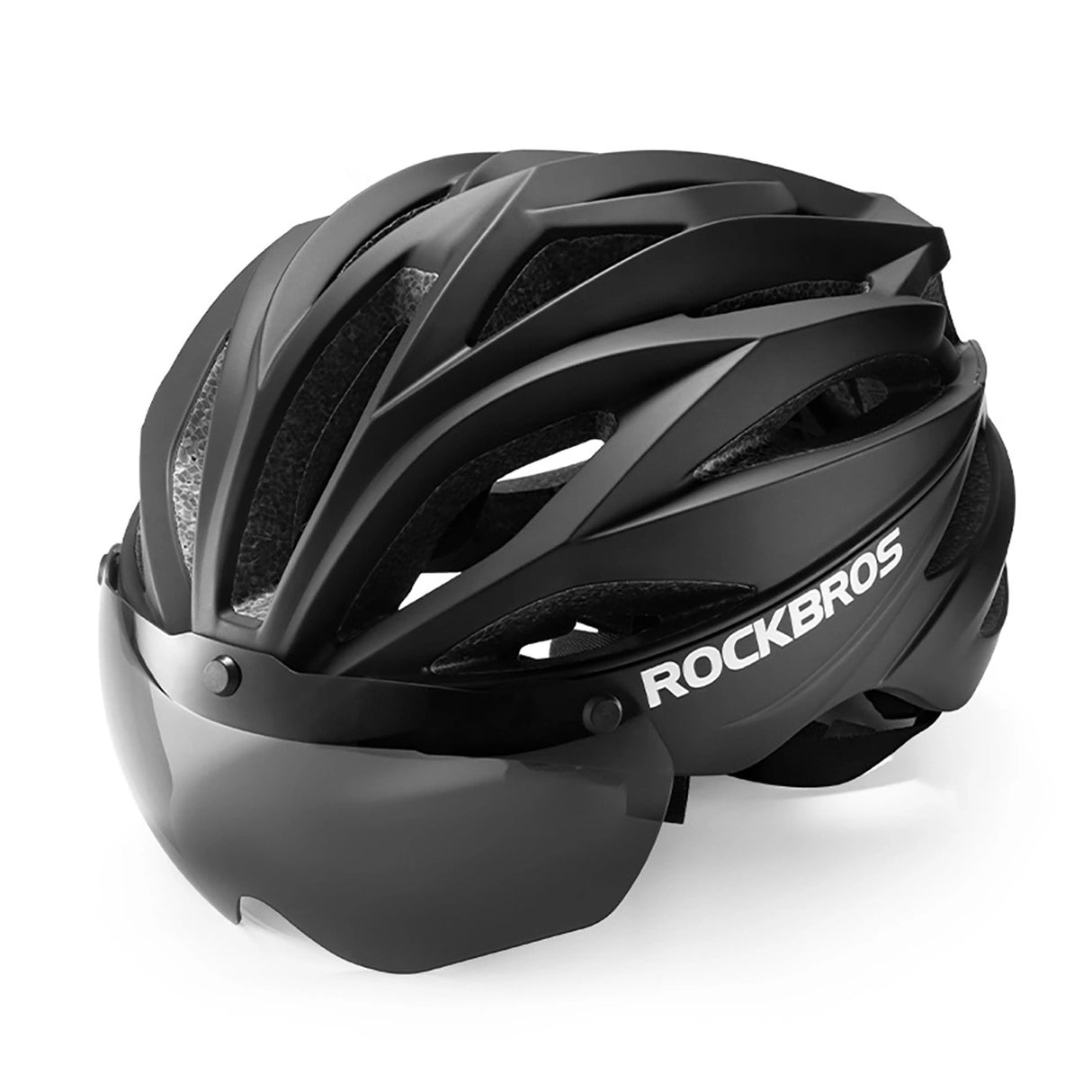 Rockbros cykelhjelm med visir, UV-beskyttelsesbriller, unisex - sort