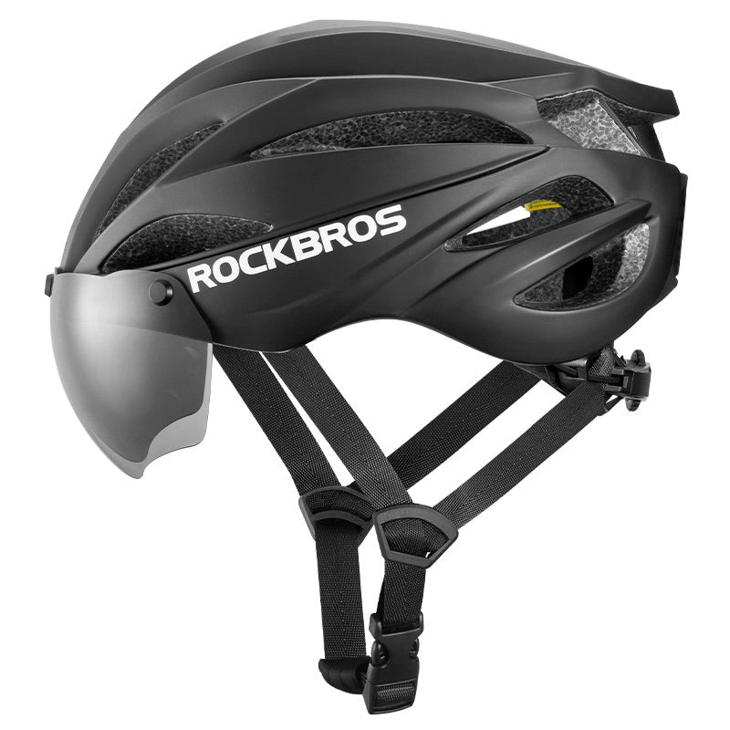 Rockbros cykelhjelm med visir, UV-beskyttelsesbriller, unisex - sort
