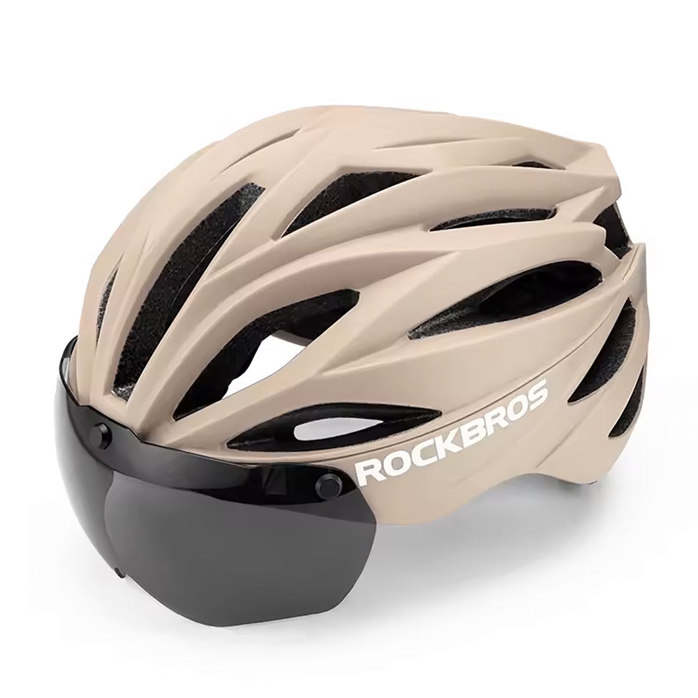 Rockbros cykelhjelm med visir, UV-beskyttelsesbriller, unisex - brun