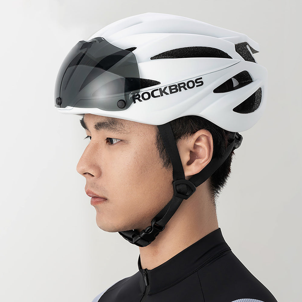 Rockbros cykelhjelm med visir, UV-beskyttelsesbriller, unisex - brun