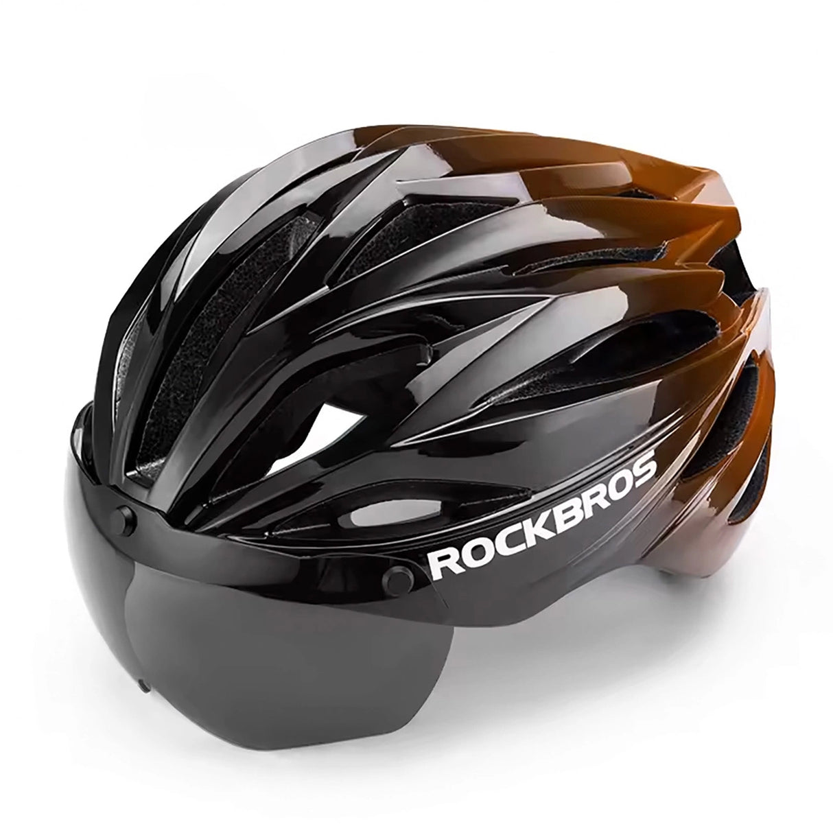 Rockbros cykelhjelm med visir, UV-beskyttelsesbriller, unisex - sort/brun