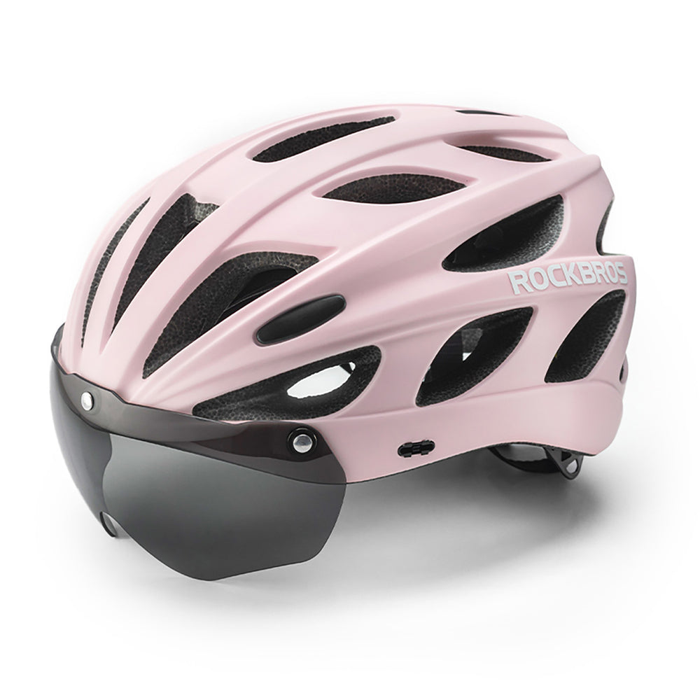 Rockbros cykelhjelm med visir, aftagelige UV-briller, aftagelige visir, unisex - pink