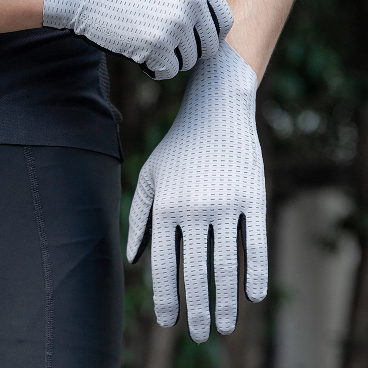 Rockbros Breathable Full Finger Cycling Gloves, Size: S - Gray