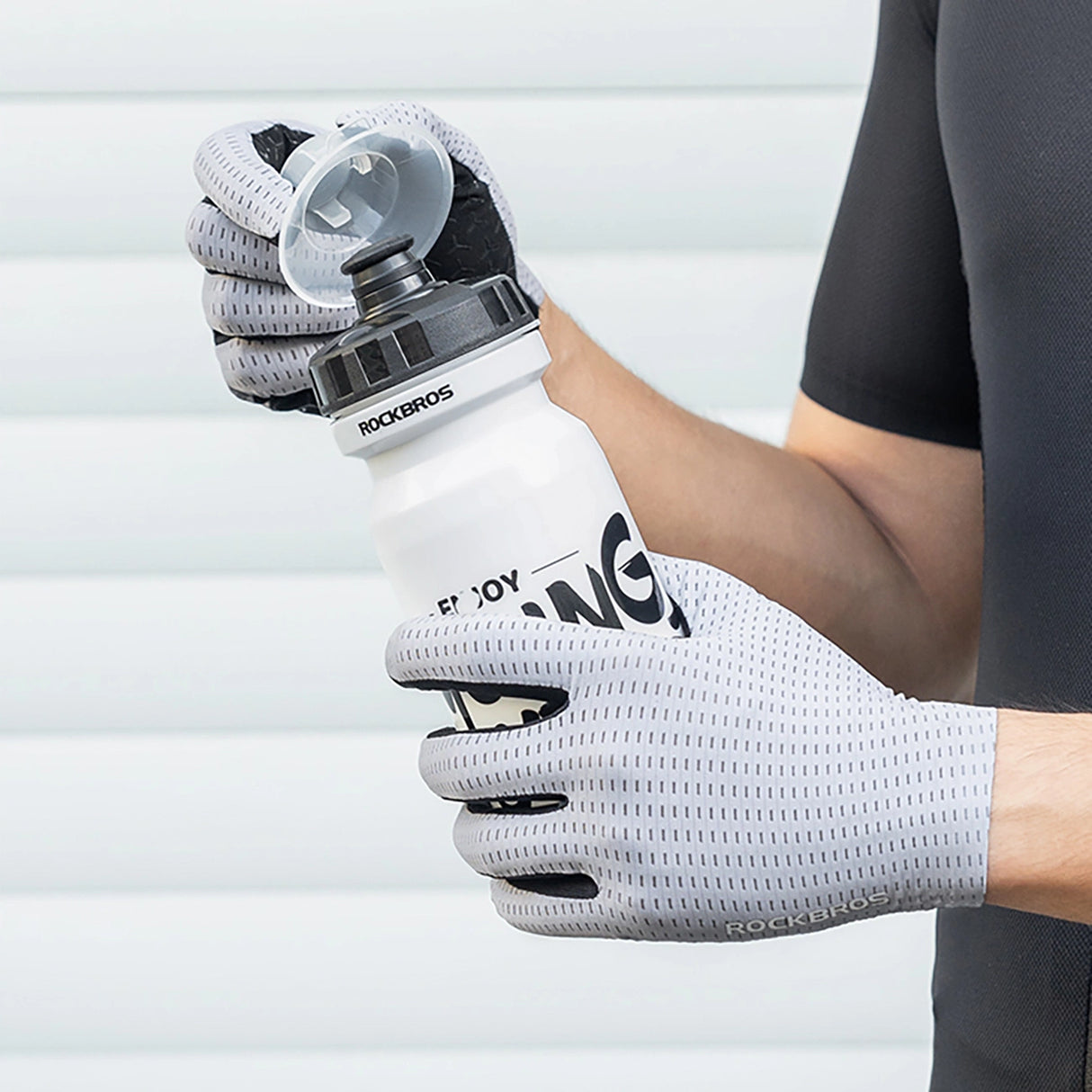 Rockbros Breathable Full Finger Cycling Gloves, Size: XXL - Gray