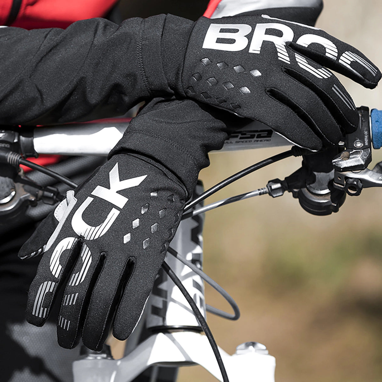 Rockbros cycling gloves, insulated, long, size: M - black and gray