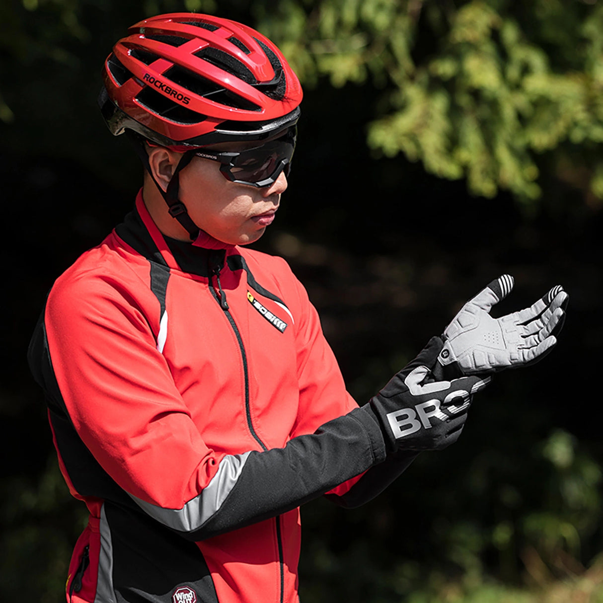 Rockbros cycling gloves, insulated, long, size: XL - black and gray