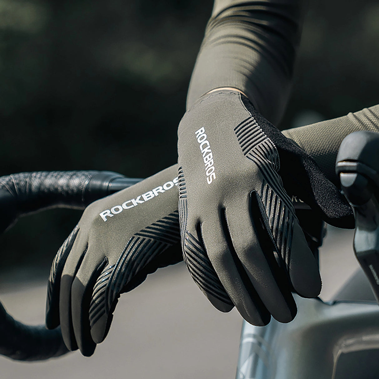 Rockbros cycling gloves spring/summer/autumn, full, size: XXL - green