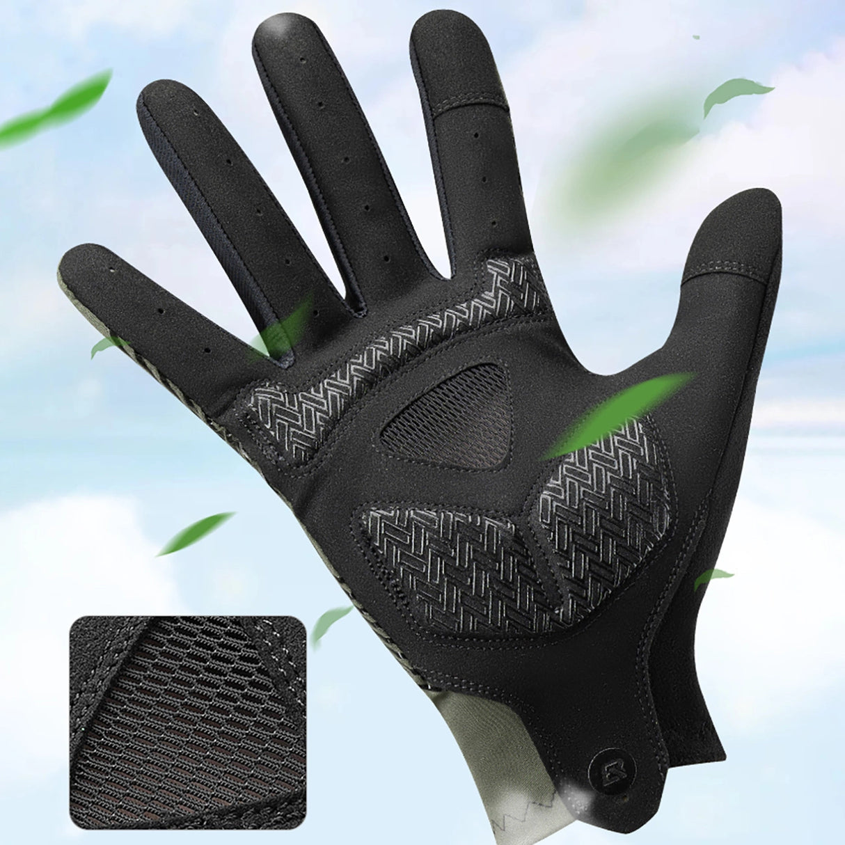 Rockbros cycling gloves spring/summer/autumn, full, size: XXL - green