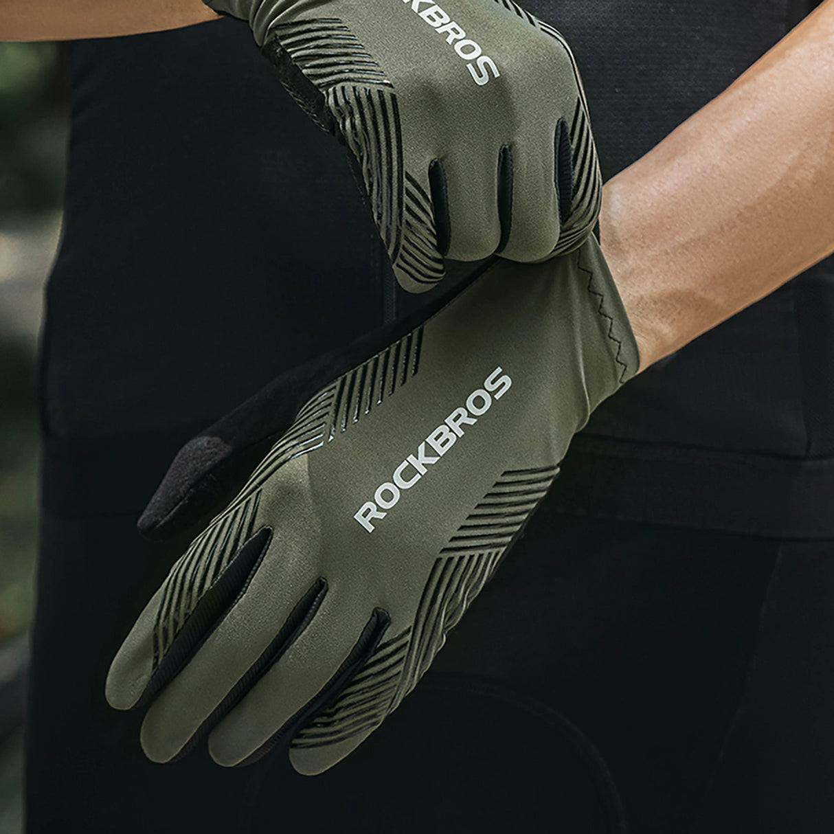 Rockbros cycling gloves spring/summer/autumn, full, size: XXL - green