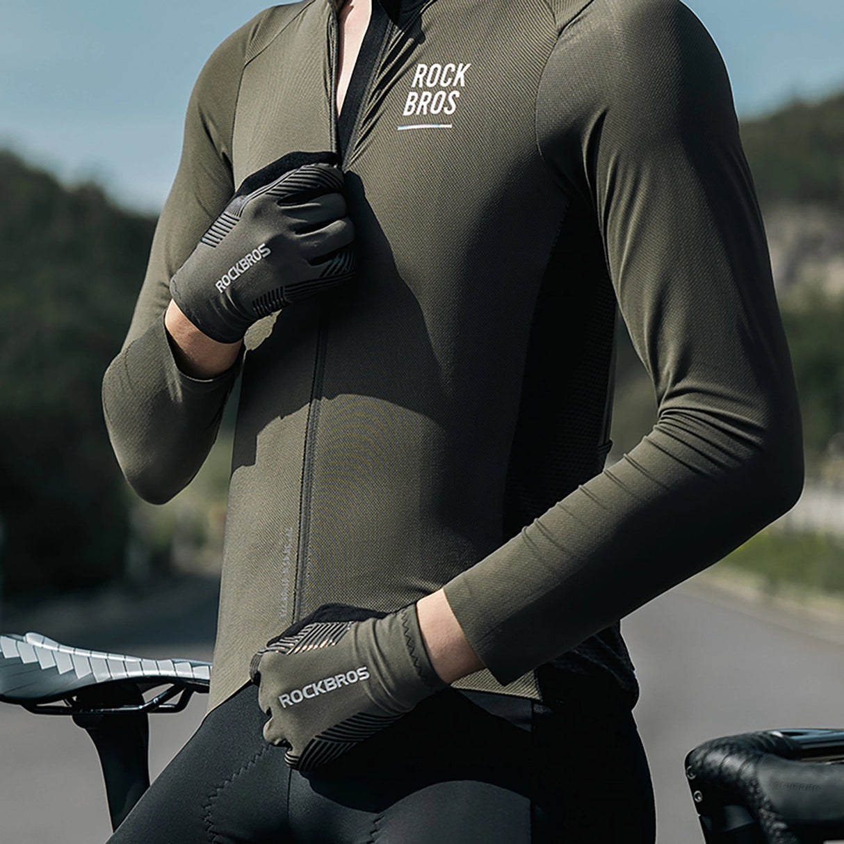 Rockbros cycling gloves spring/summer/autumn, full, size: S - green