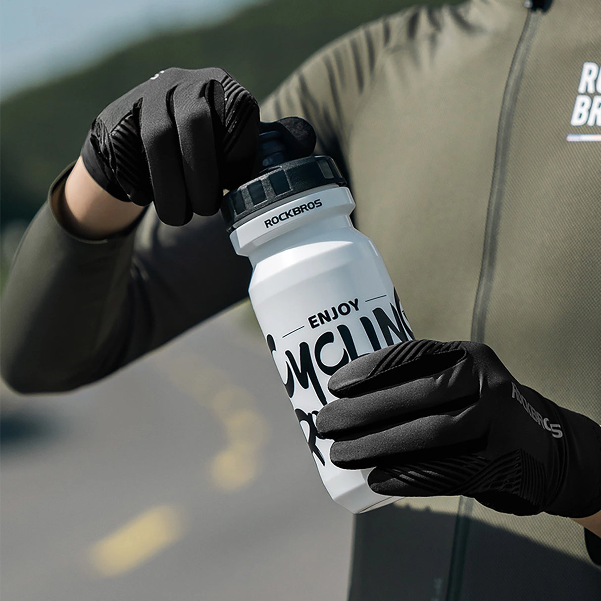 Rockbros cykelhandsker forår/sommer/høst, fuld, størrelse: L - sort