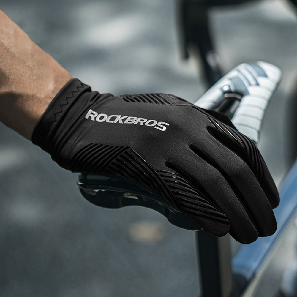 Rockbros cykelhandsker forår/sommer/efterår, full, størrelse: L - sort