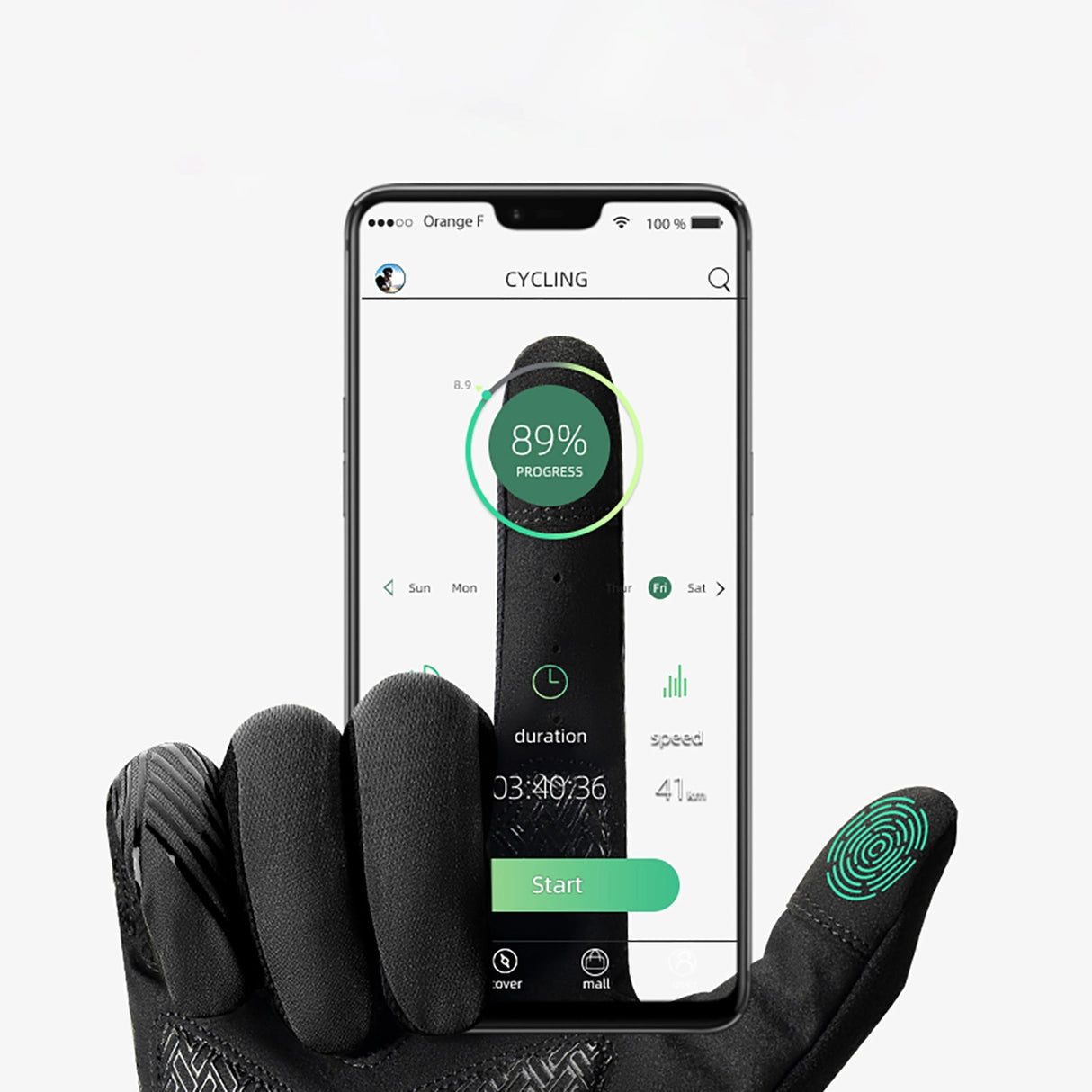 Rockbros cykelhandsker forår/sommer/høst, fuld, størrelse: L - sort