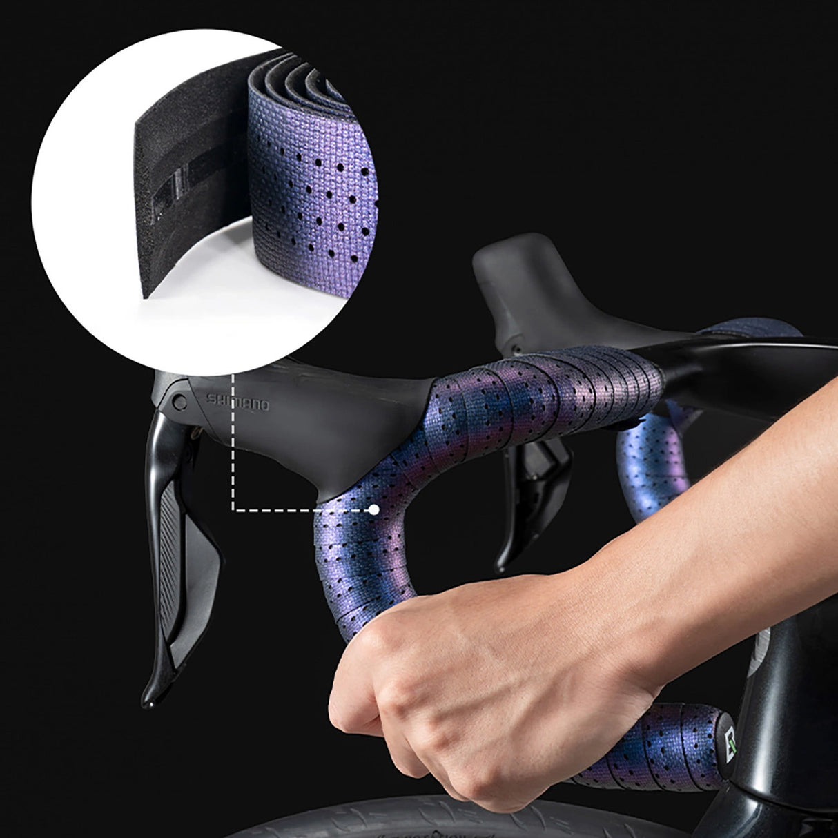 Rockbros Handlebar Tape Perforated Silicone with Chameleon Effect - Purple