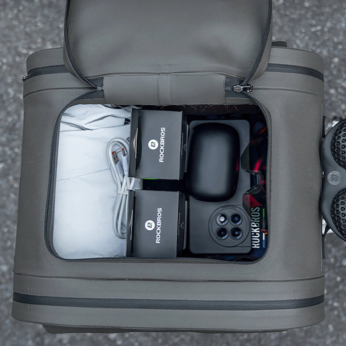 Rockbros vandtæt cykelunderlag, til bagagerum, kapacitet 14l - grå