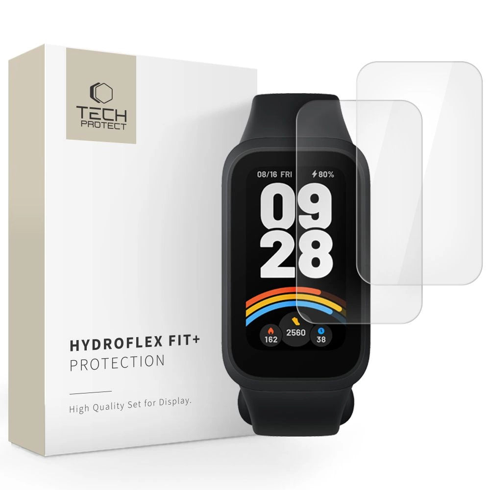 Tech-Protect Hydroflex Fit+ 2-pack Hydrogel Film til Xiaomi Smart Band 9 Aktiv - Gennemsigtig
