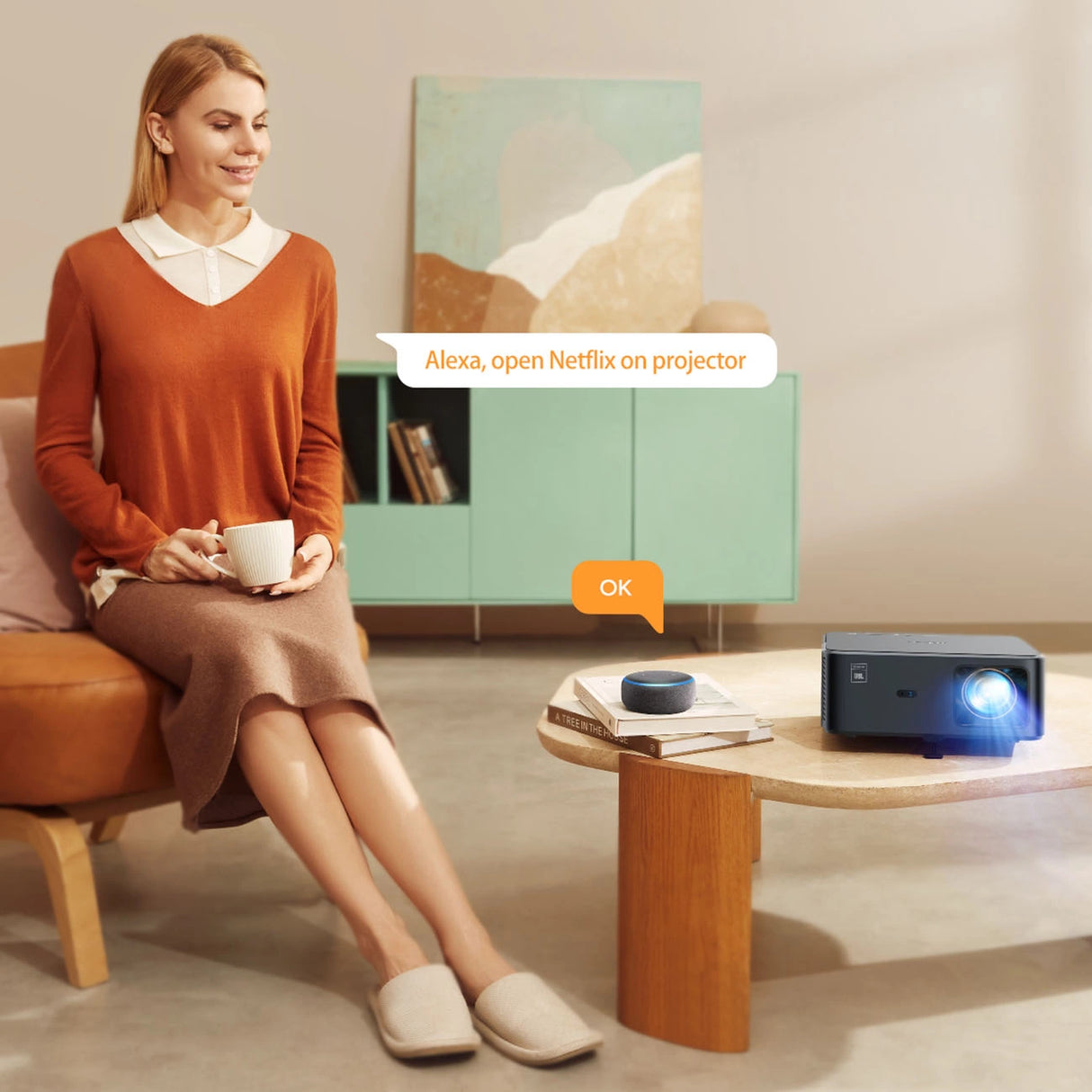 Yaber K2s Pro LCD FullHD 1080p Multimedia projektor med JBL højttalere og subwoofer - sort