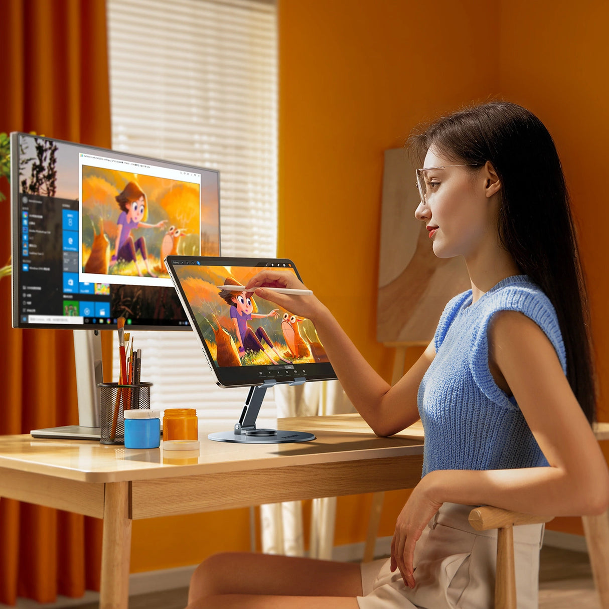 Wozinsky WRS-DSY84SS 360° Roterende Aluminium Tablet Stativ - Grå