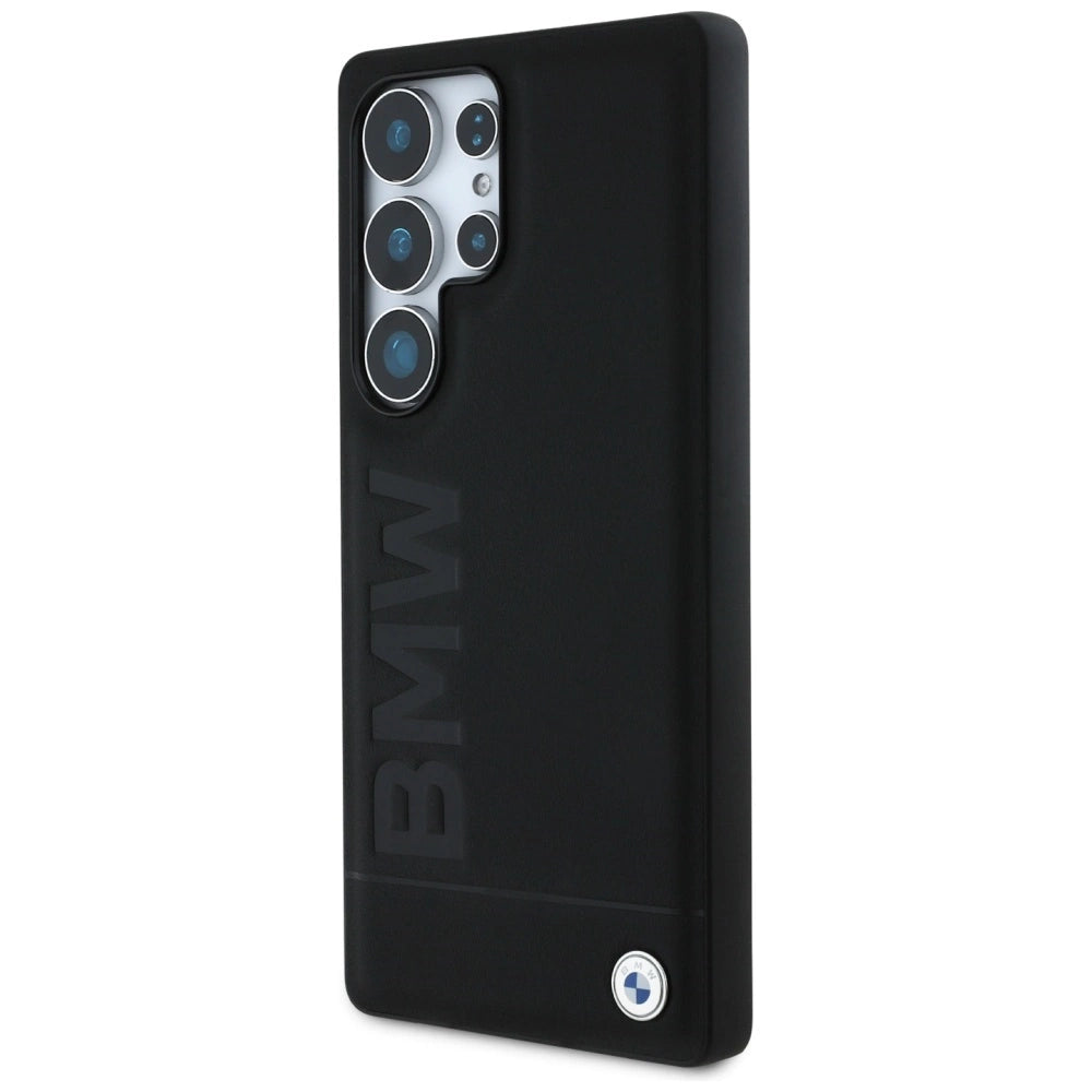 BMW læder Big Wordmark Case til Samsung Galaxy S25 Ultra - sort