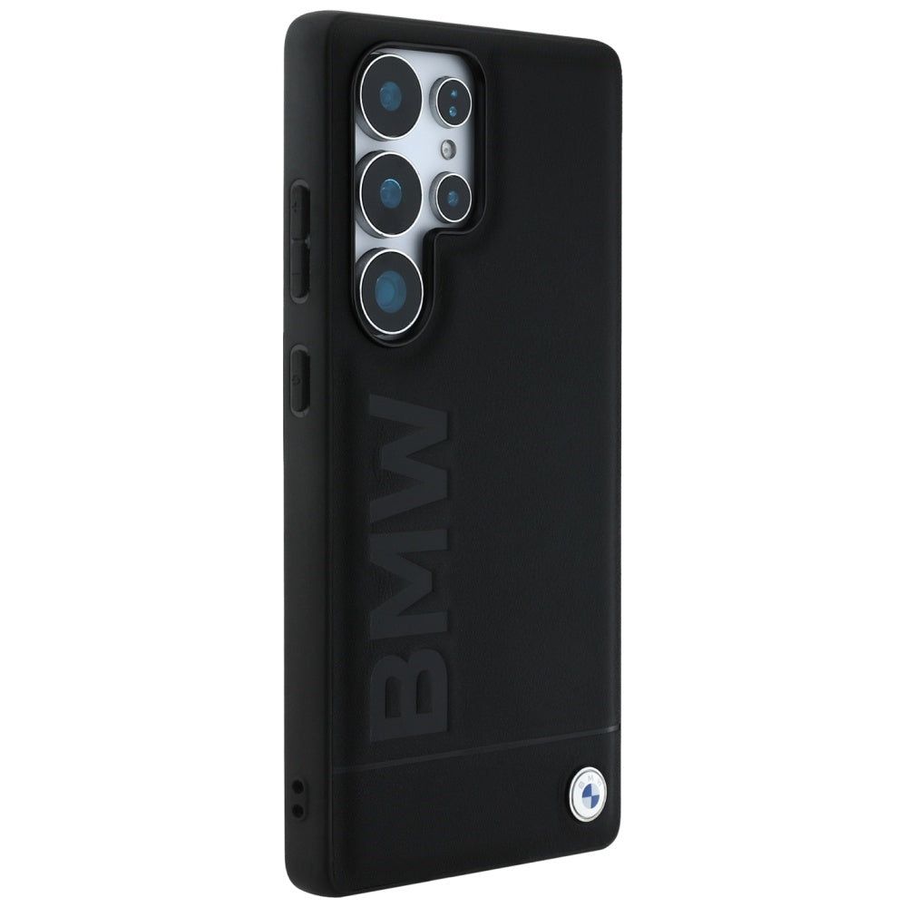 BMW læder Big Wordmark Case til Samsung Galaxy S25 Ultra - sort
