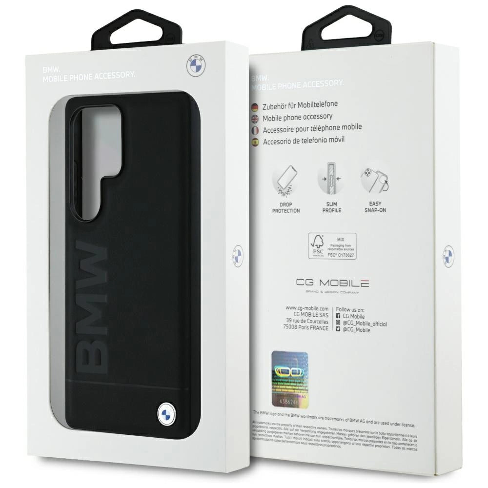 BMW læder Big Wordmark Case til Samsung Galaxy S25 Ultra - sort