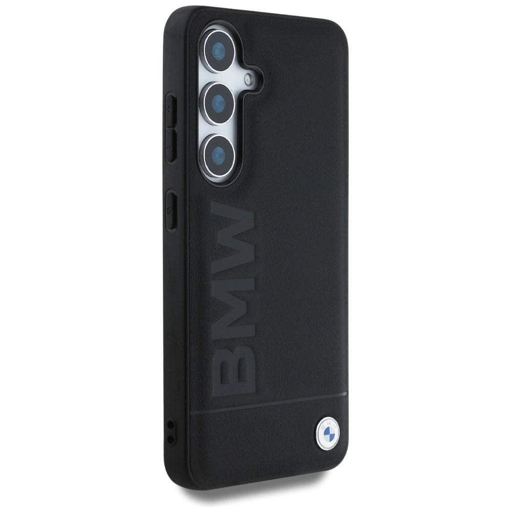 BMW læder Big Wordmark Case til Samsung Galaxy S25+ - sort