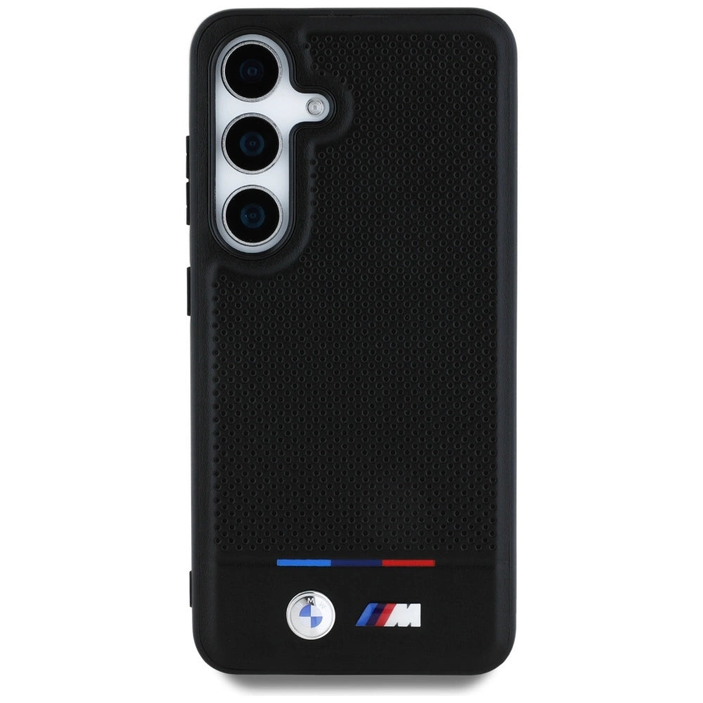BMW læder Tricolor Stripe MagSafe Case til Samsung Galaxy S25 - sort
